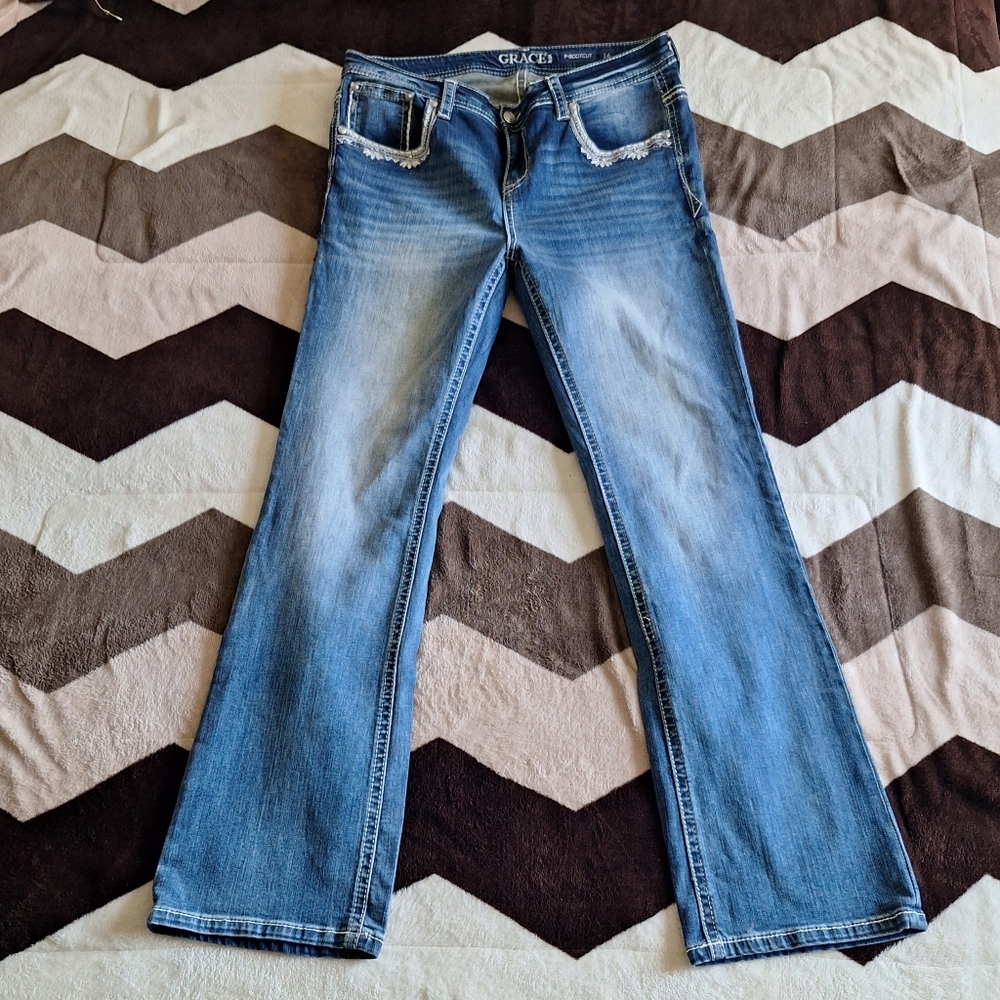 Grace in LA embroidered jeans